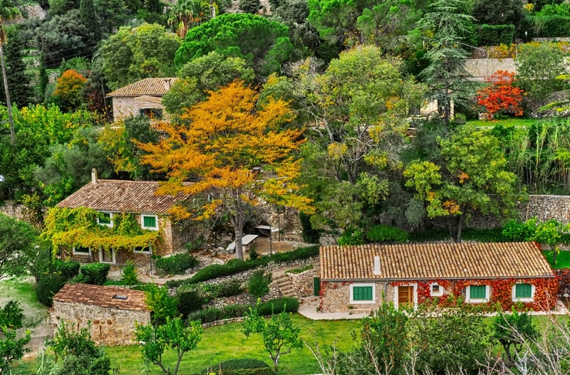 Hübsche Herbstfarben in Valldemossa, einem Dorf auf Mallorca